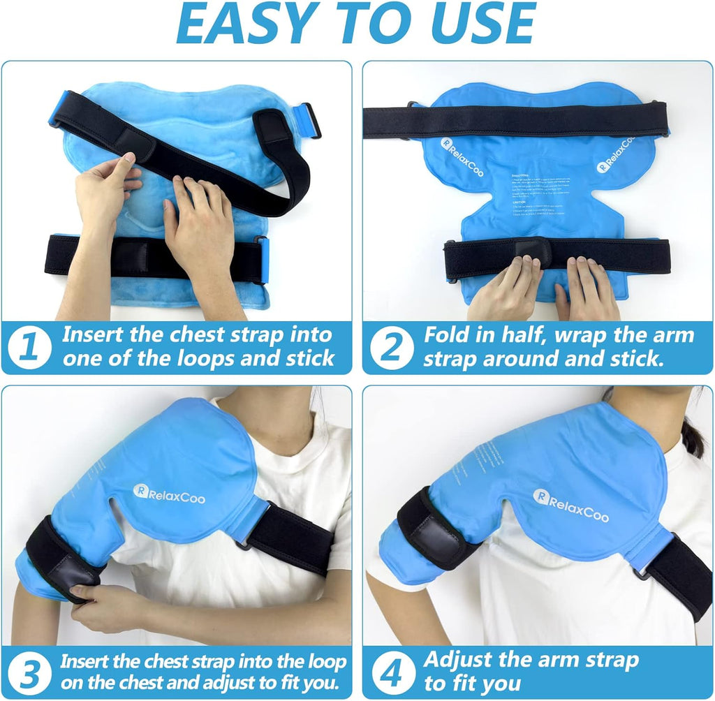 Shoulder Ice Pack Rotator Cuff Cold Therapy, Reusable Gel Ice Wrap for Shoulder Injuries & Pain Relief, Bursitis, Tendonitis, Swelling, Recovery for Man and Women