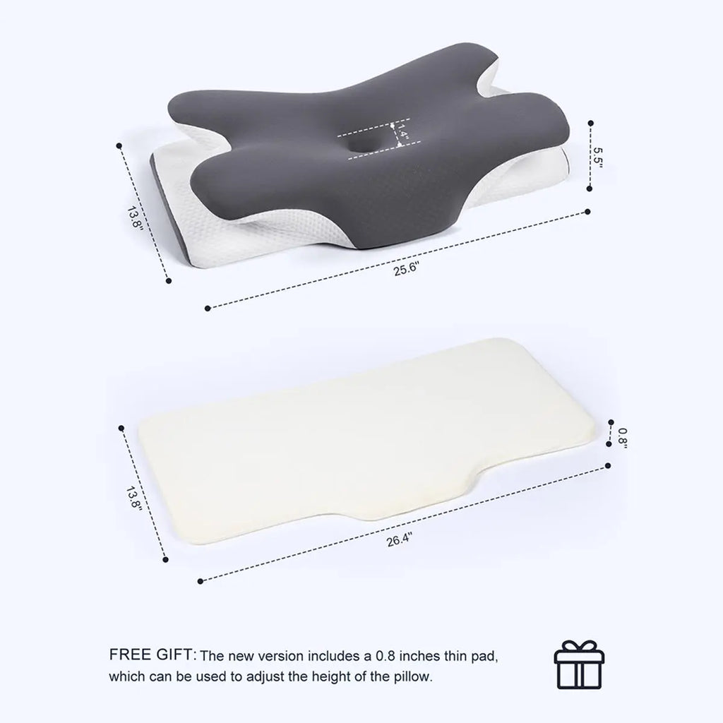 Vipfree Cooling Memory Neck Pillow, Adjustable Ergonomic Memory Foam Neck Pillows, Cervical Support