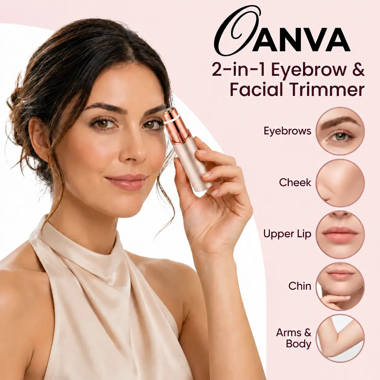 OANVA 2 in 1 Facial & Eyebrow Hair Trimmer for Women, Rechargeable Face Razor, Lip & Peach Fuzz Remover, Precision Eyebrow Shaper, Portable Painless Hair Removal Tool.Summerwins Dealsforyoudays,Summerhairstyles,Dorm Essentials