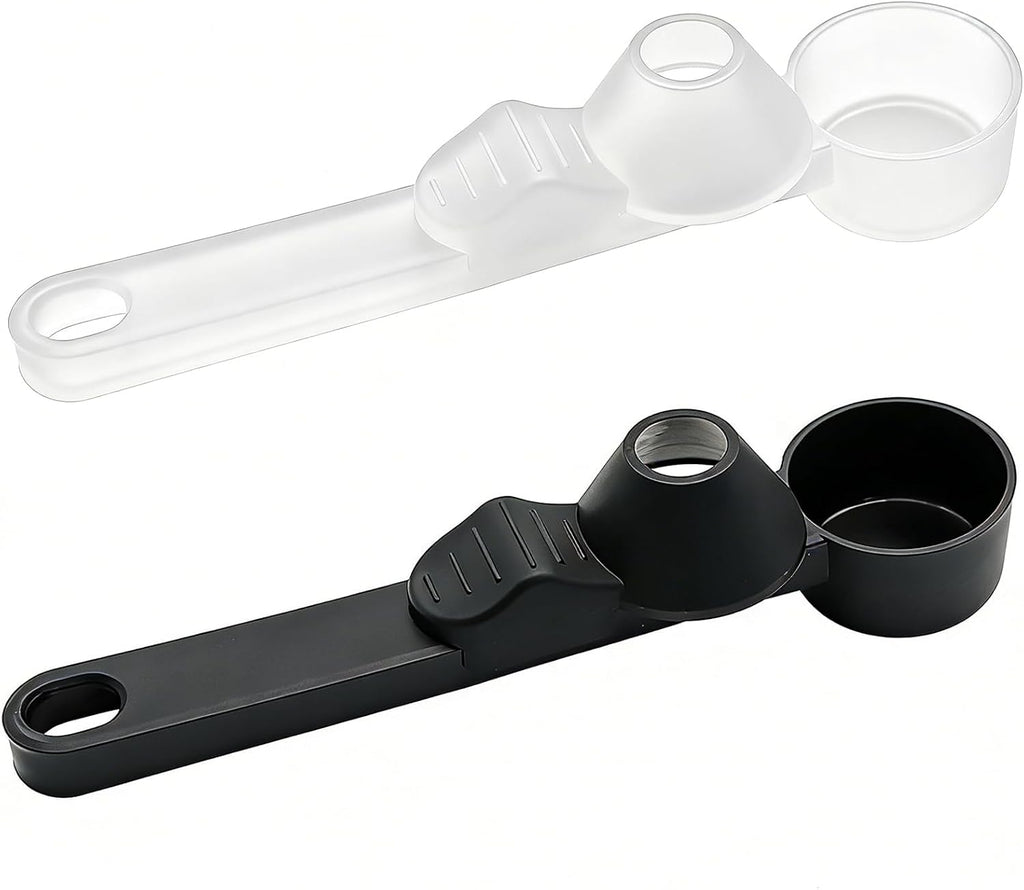 2 Pieces Coffee Scoop Funnel with Sliding Design - Mess-Free Measuring for Ground Coffee, Protein Powder, Milk Powder - Reusable K Cup Refillable - Portable for Home, Coffee Bar, Kitchen