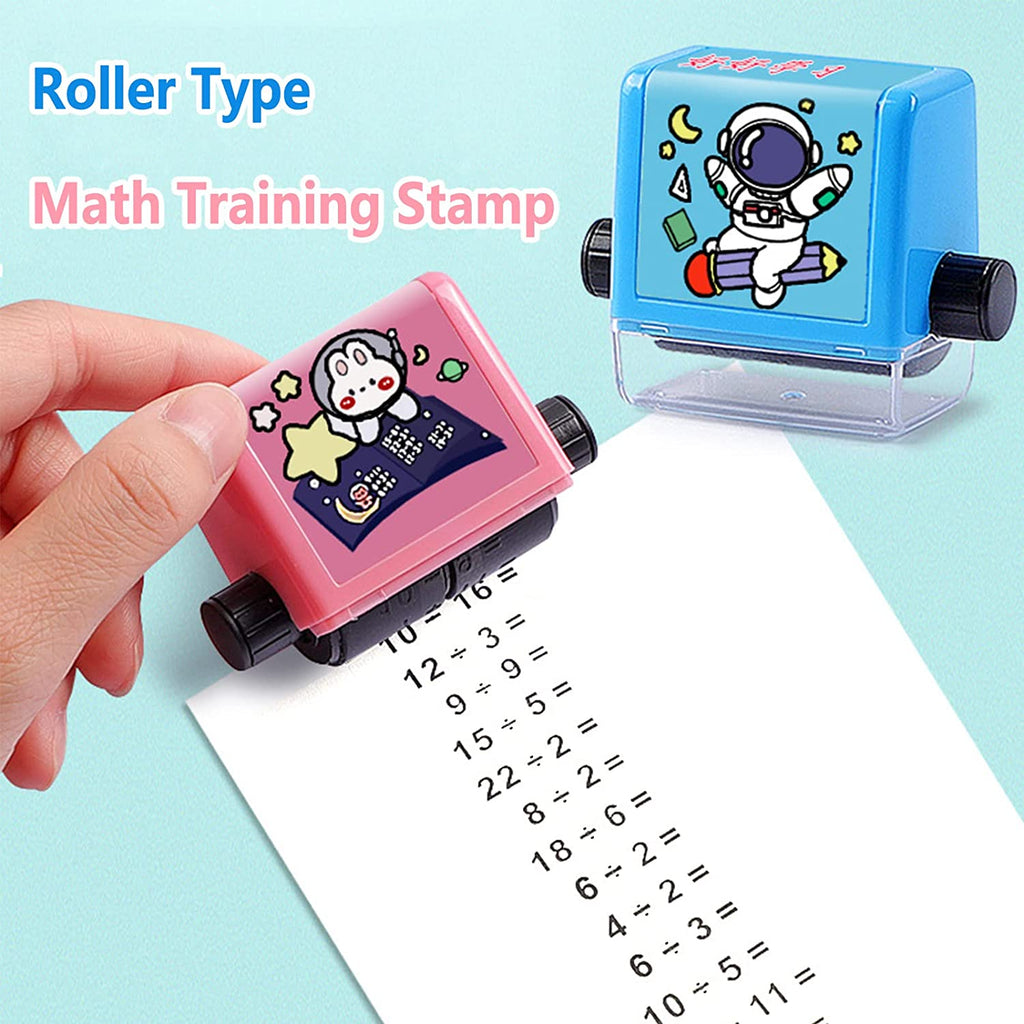 4PCS Smart Math Stamp Set – Reusable Roller Tools for Addition, Subtraction, Multiplication & Division Practice, Educational Supplies for Kids, Preschool & Classroom Use