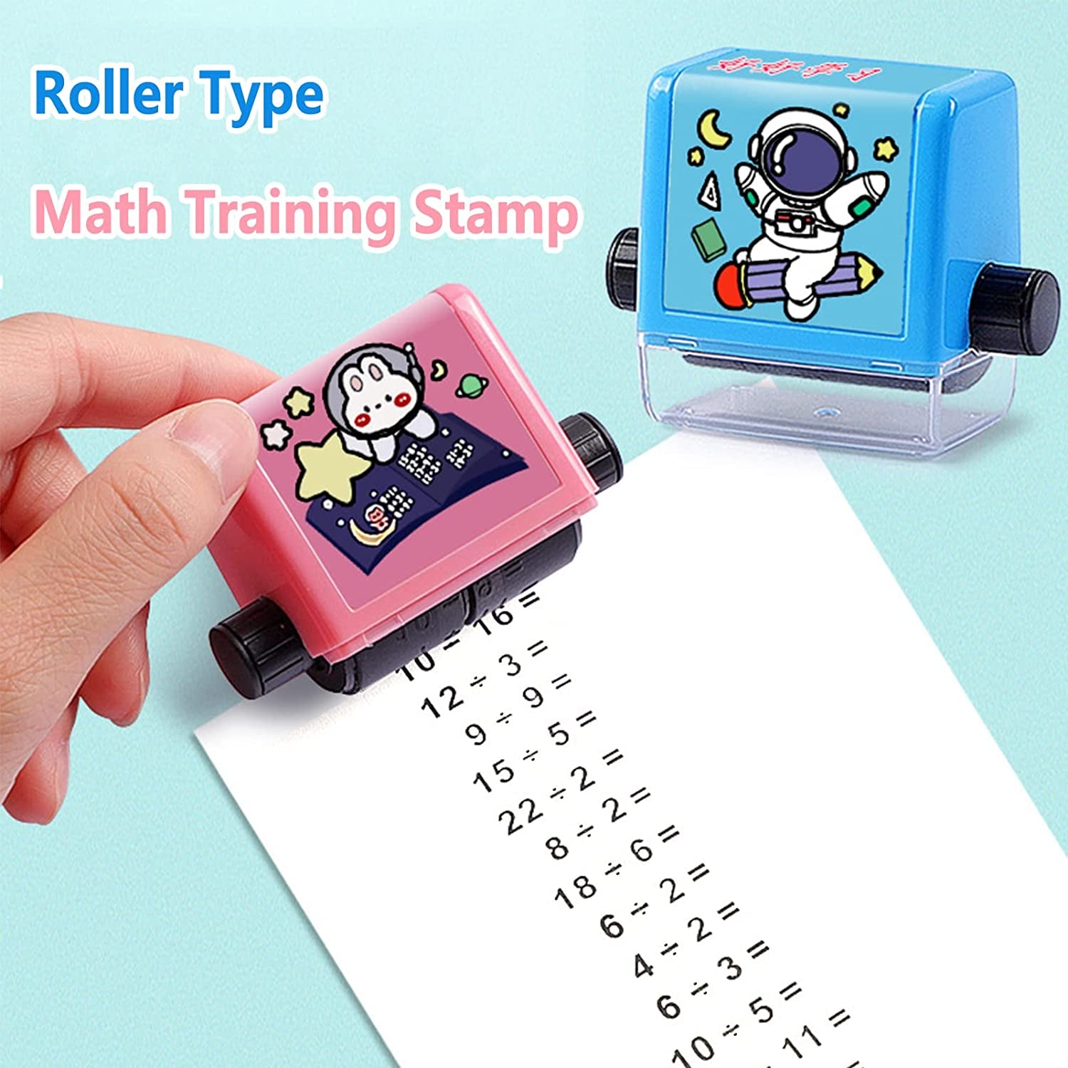 4PCS Smart Math Stamp Set – Reusable Roller Tools for Addition, Subtraction, Multiplication & Division Practice, Educational Supplies for Kids, Preschool & Classroom Use