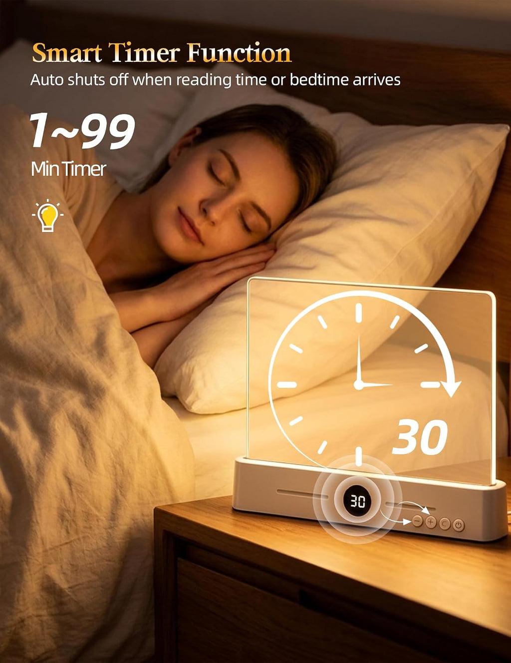 Book Page Light for Reading at Night, Flat Book Light for Bed, White