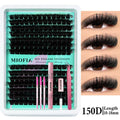DIY Eyelash Extension Kit, Eyelashes Extension Set, 150D Single Root Lashes, Includes Lash Glue, Bond & Sealer, Remover, Tweezers & Mascara Brush, Reusable, Perfect for Beginners
