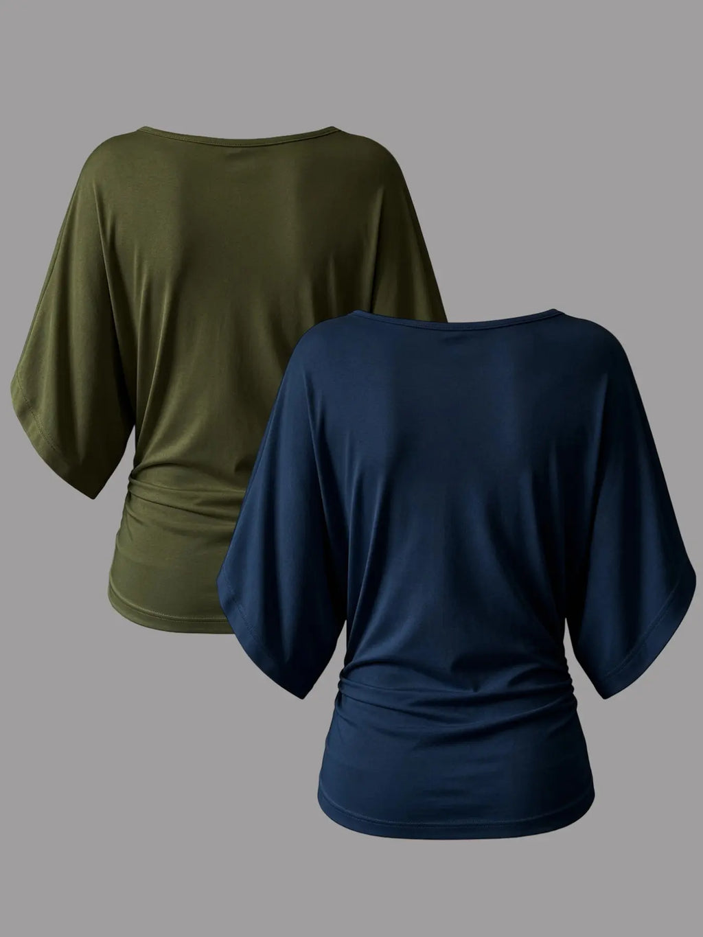 Two-Pack Women'S Ruffle Batwing Sleeve V-Neck T-Shirt, Slim Fit Ruffled Summer Top, Casual Daily Wear, Elastic Waist, Multiple Colors Available, Womenswear