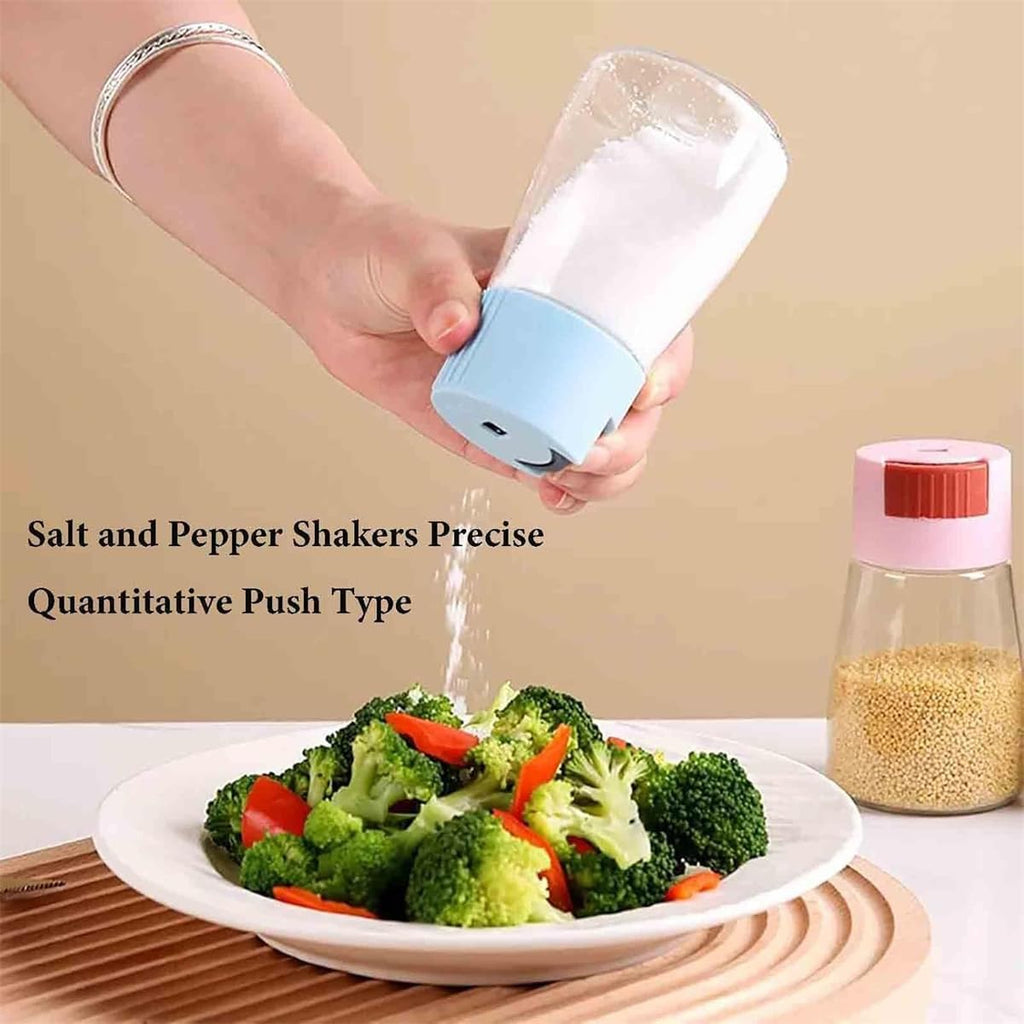4 PCS Salt and Pepper Shakers Precise Quantitative Push Type, 0.5 Grams Dispenser, Quantitative Salt Control Bottle, Spice Jars Seasoning Shaker Containers for Kitchen Cooking Camping