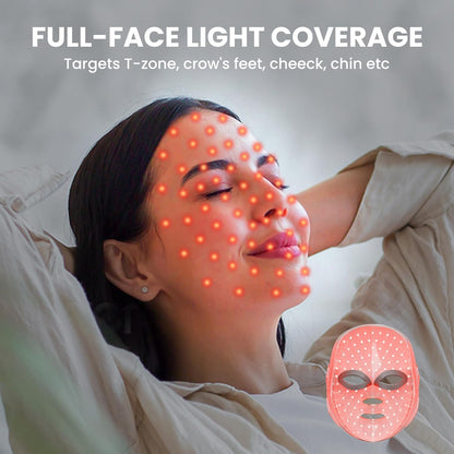 7-1 Colors Red Light Therapy for Face，Led Facial Skin Care Mask,Red Light Mask for Face, LED Facial Mask Light,Salon or Home,White.