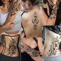 Women'S Temporary Tattoo Set, Realistic 3D Sketch Henna Tattoos, Sexy Sleeve Design, Chest Abdomen Back Tattoos, Makeup Art, Body Fake Tattoos, Ephemeral Tattoos, Temporary Tattoo Kit