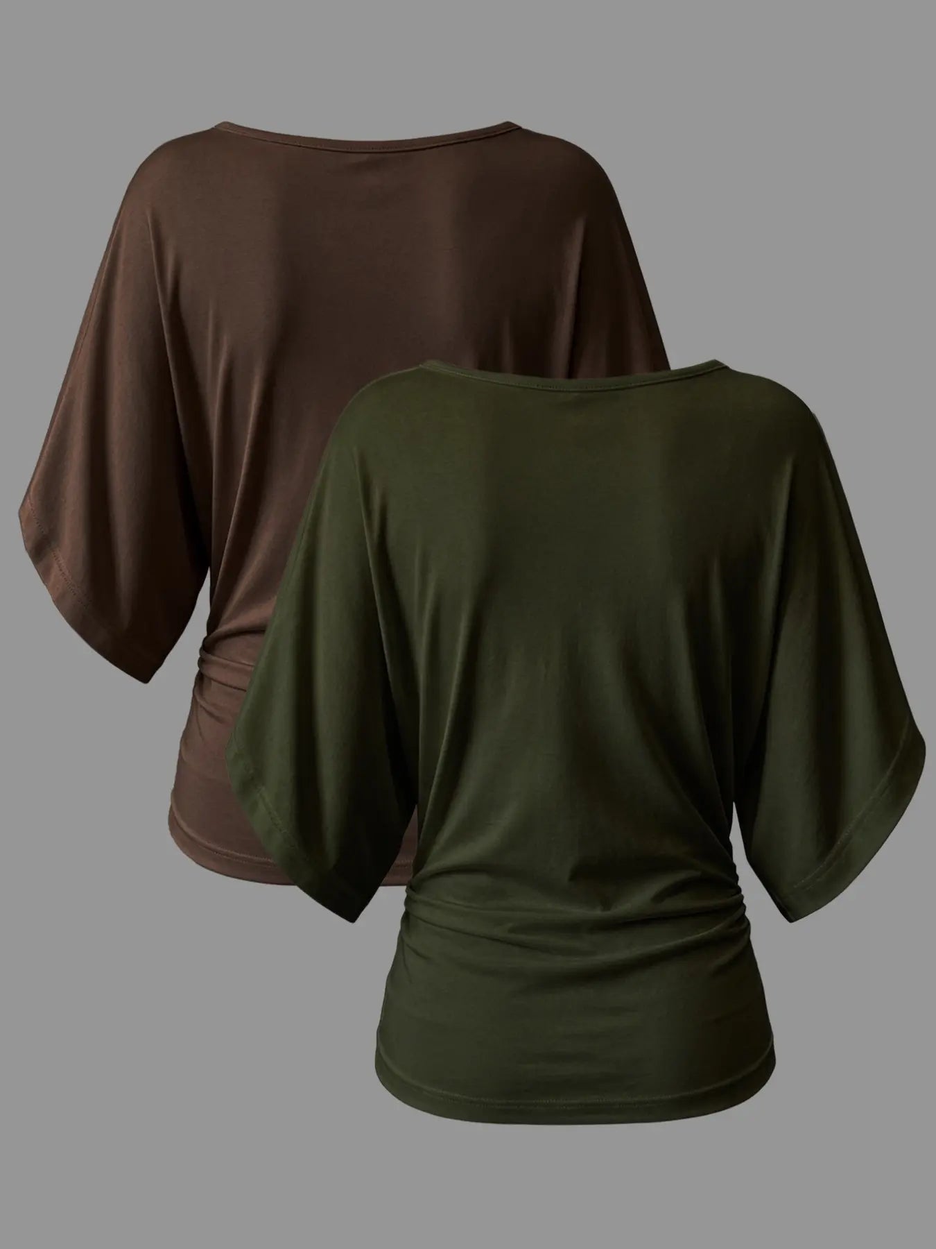 Two-Pack Women'S Ruffle Batwing Sleeve V-Neck T-Shirt, Slim Fit Ruffled Summer Top, Casual Daily Wear, Elastic Waist, Multiple Colors Available, Womenswear