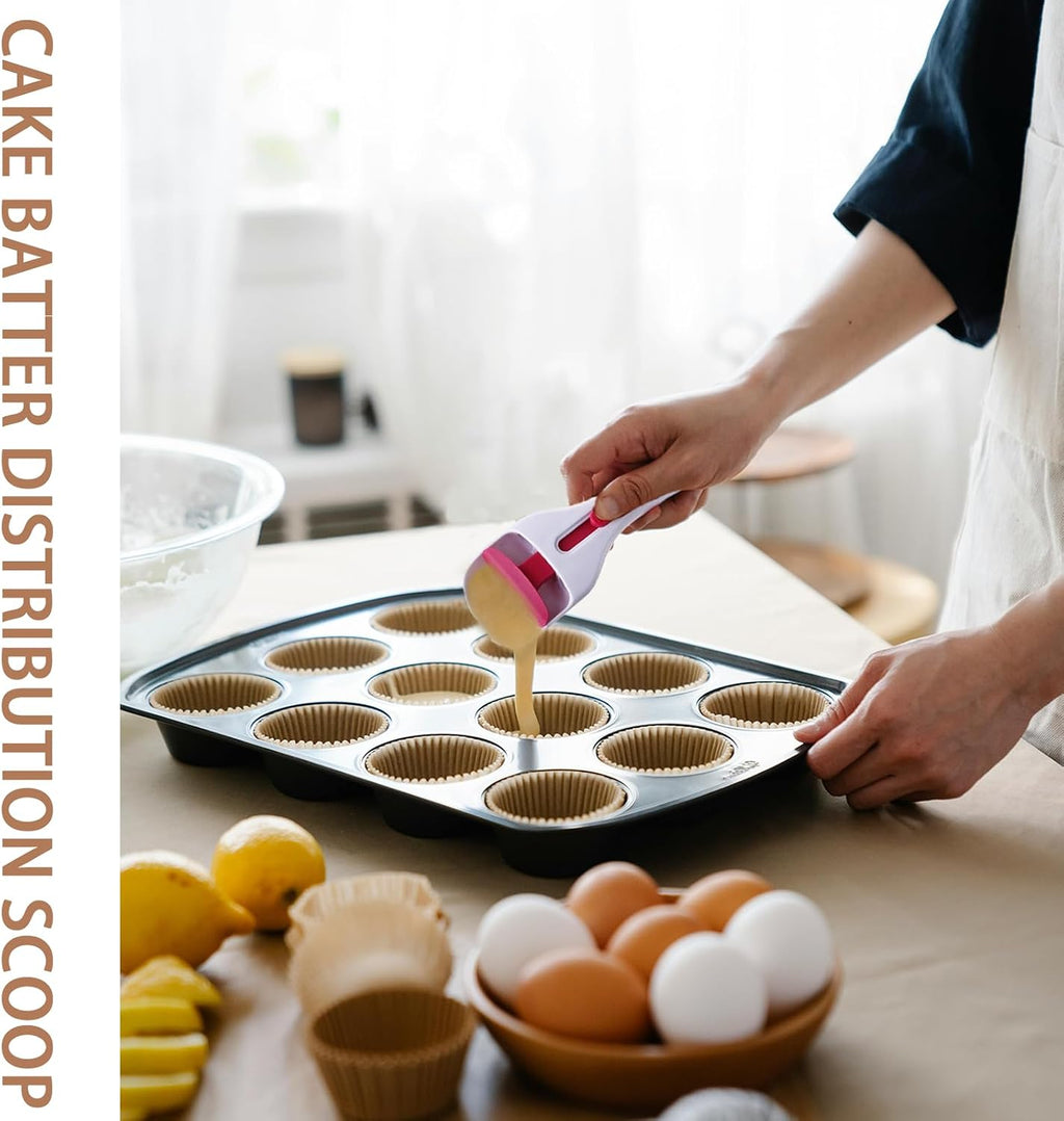 Cake Batter Distribution Scoop, One-Touch Sliding Button Dispenses Batter, Home Batter Dispenser Baking Tool, Kitchen DIY Cupcake Batter Scoop