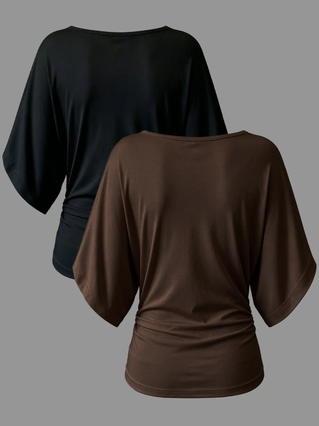 Two-Pack Women'S Ruffle Batwing Sleeve V-Neck T-Shirt, Slim Fit Ruffled Summer Top, Casual Daily Wear, Elastic Waist, Multiple Colors Available, Womenswear