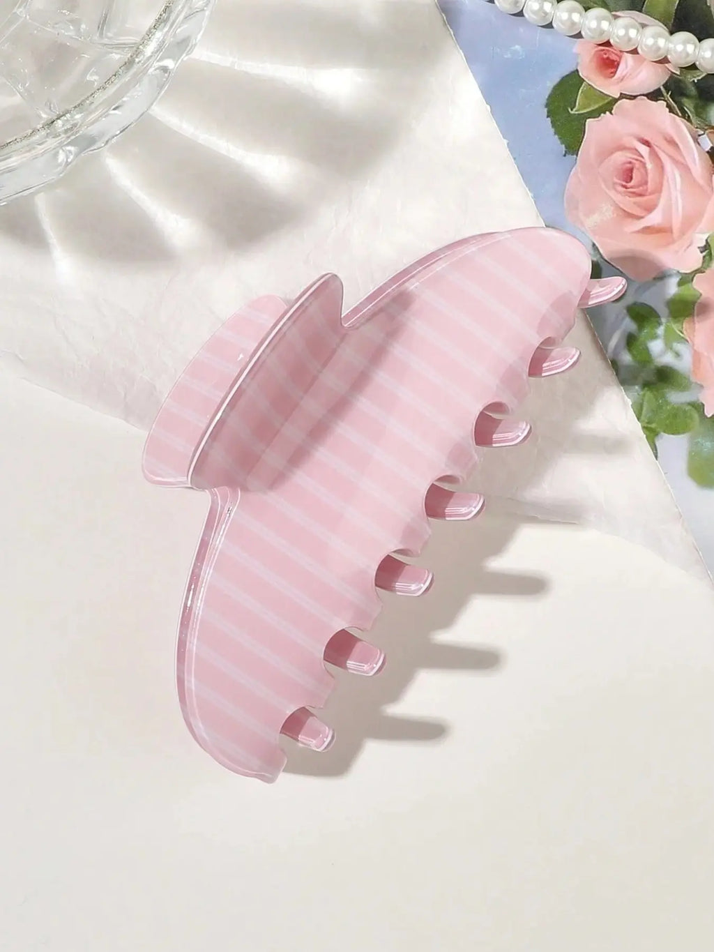 1Pc Striped Hair Clip, Casual Style Large Hair Clip, Available in Blue & Pink, Super Cute Clip for Women, Fashion Hair Accessory for Daily and Vacation Use, Hairstyle Accessory