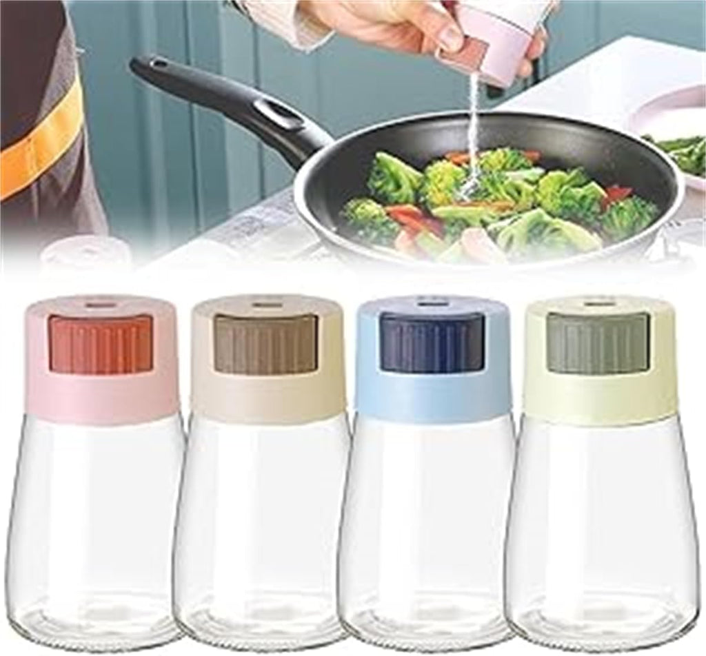 4 PCS Salt and Pepper Shakers Precise Quantitative Push Type, 0.5 Grams Dispenser, Quantitative Salt Control Bottle, Spice Jars Seasoning Shaker Containers for Kitchen Cooking Camping