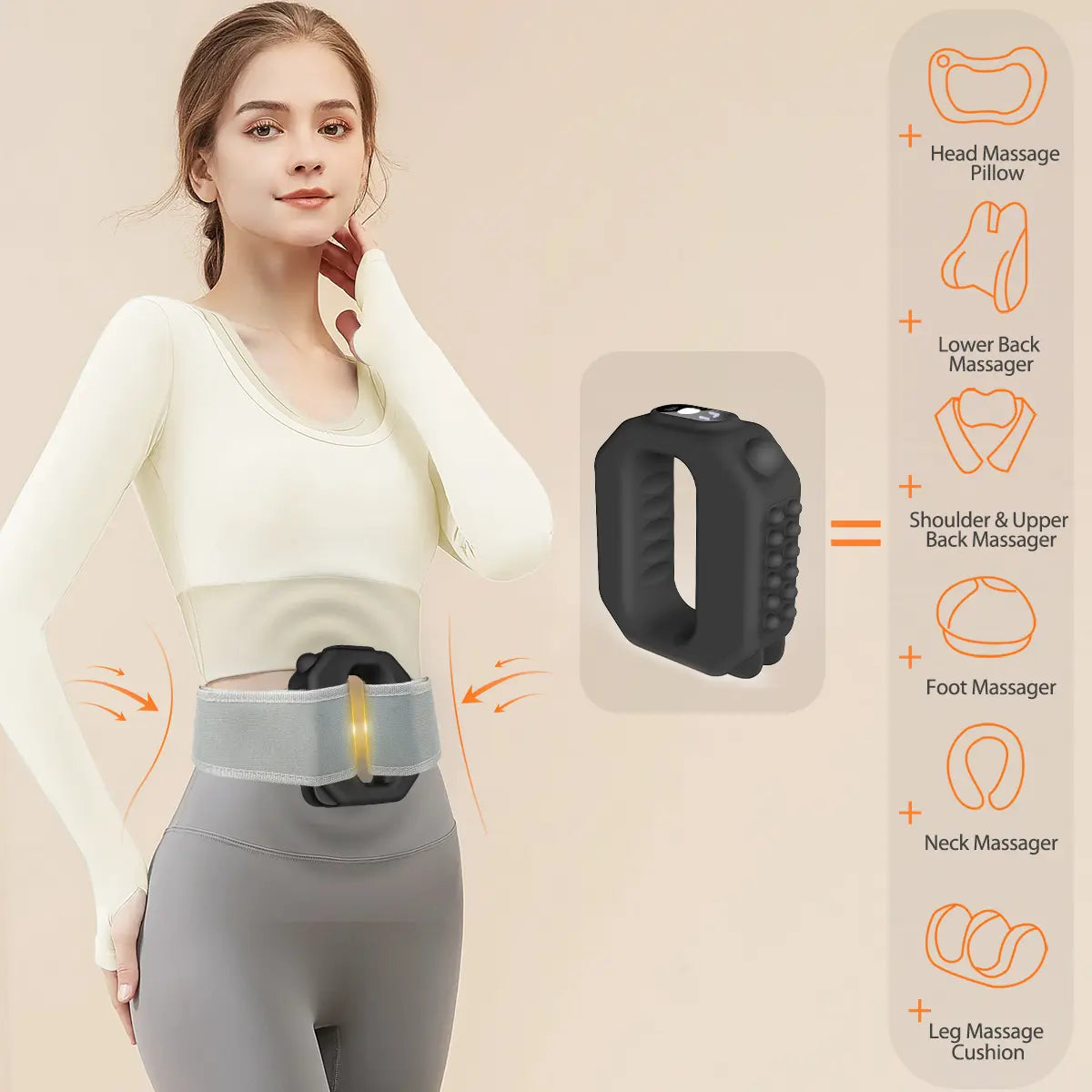 ADDWIN 2026 New Fascia Ring R10 Mini Muscle Recovery Fascia Device Upgraded Adjustable Strap Fits up to 55In Waist, Cordless Rechargeable, Designed for Waist & Back Muscle Recovery Portable Massager Parents Gift Summervibes