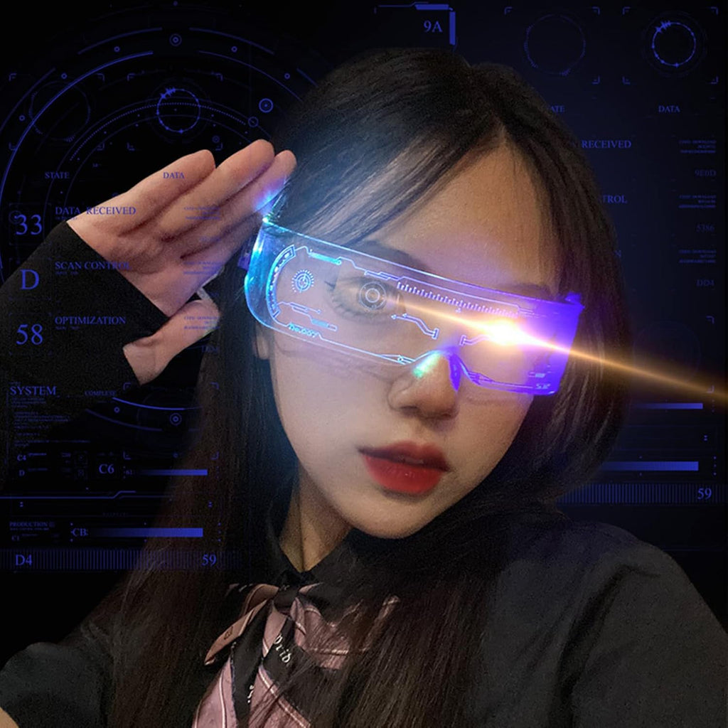 Led Visor Glasses Light up 7 Colors and 4 Modes, Cyberpunk Glasses for Halloween Cosplay Party Bar Adults