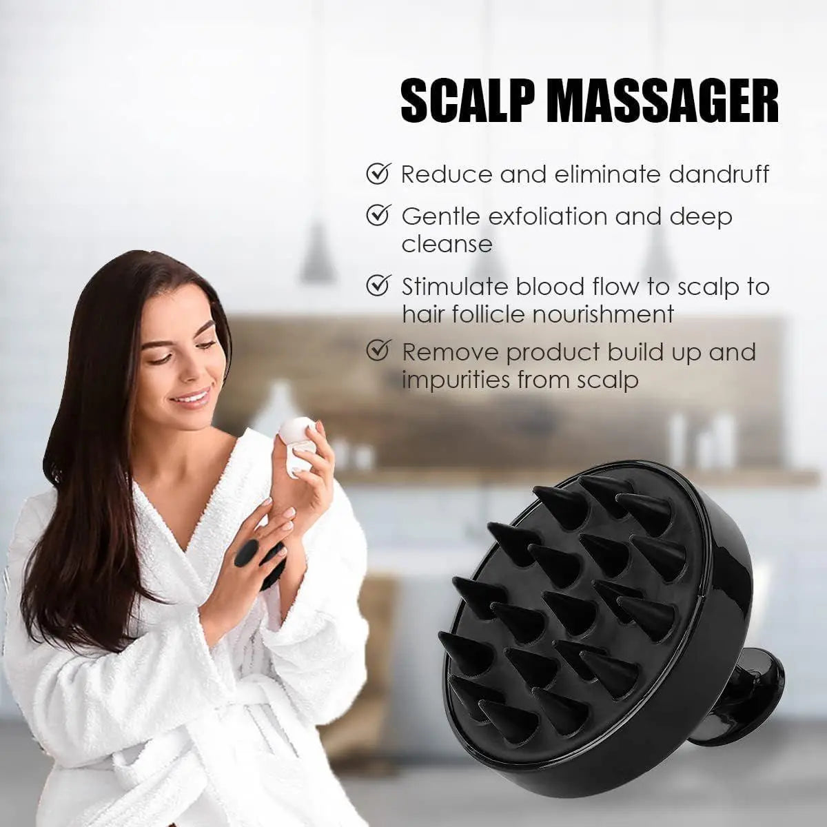 Silicone Scalp Massager, 1 Count Manual Scalp Massage Brush, Hair Scalp Massage Tool, Scalp Scrubber, Hair Combing Brush, Shower Massaging Brush, Shampoo Scrubber, Body Care Tool, Head Massagers