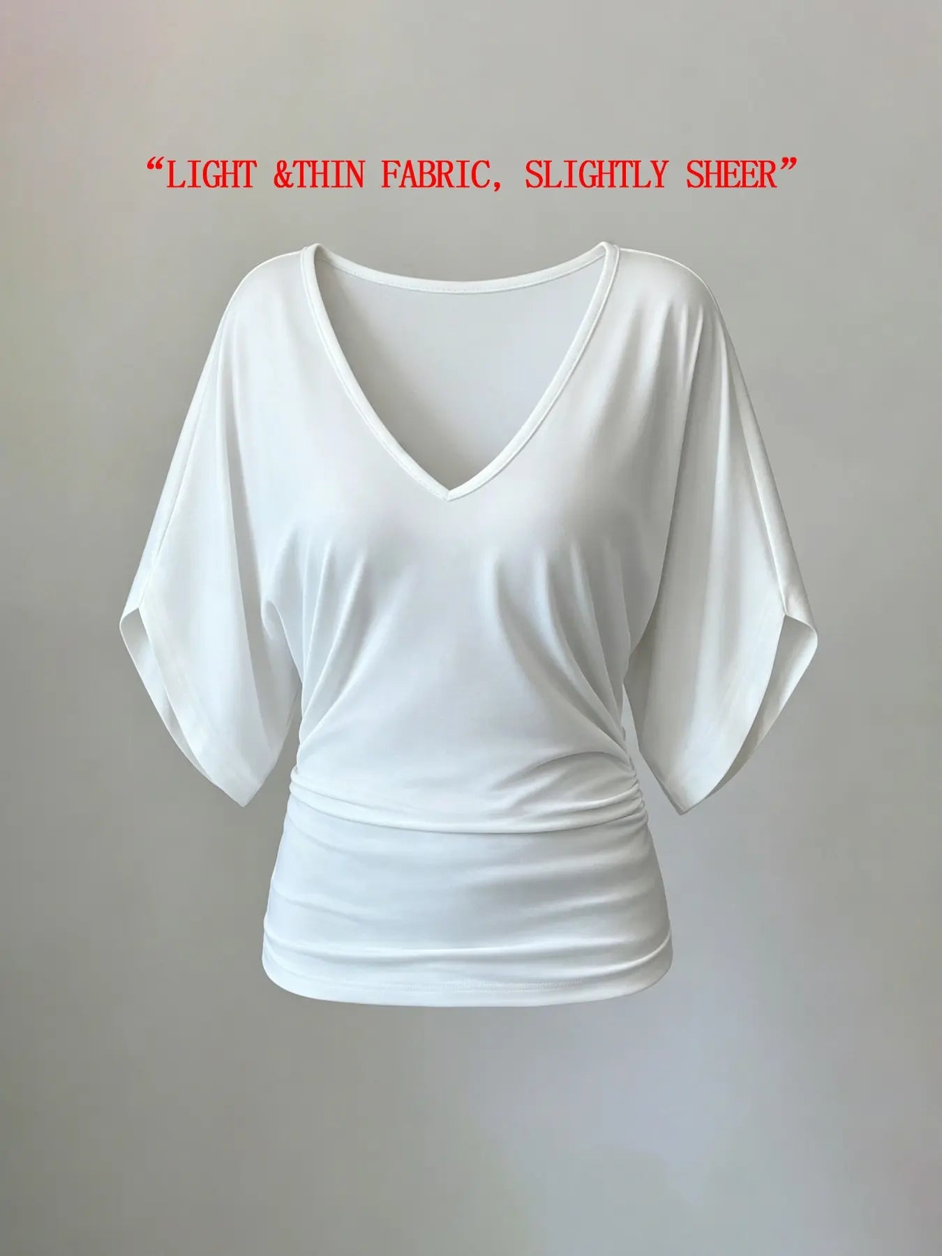 Two-Pack Women'S Ruffle Batwing Sleeve V-Neck T-Shirt, Slim Fit Ruffled Summer Top, Casual Daily Wear, Elastic Waist, Multiple Colors Available, Womenswear