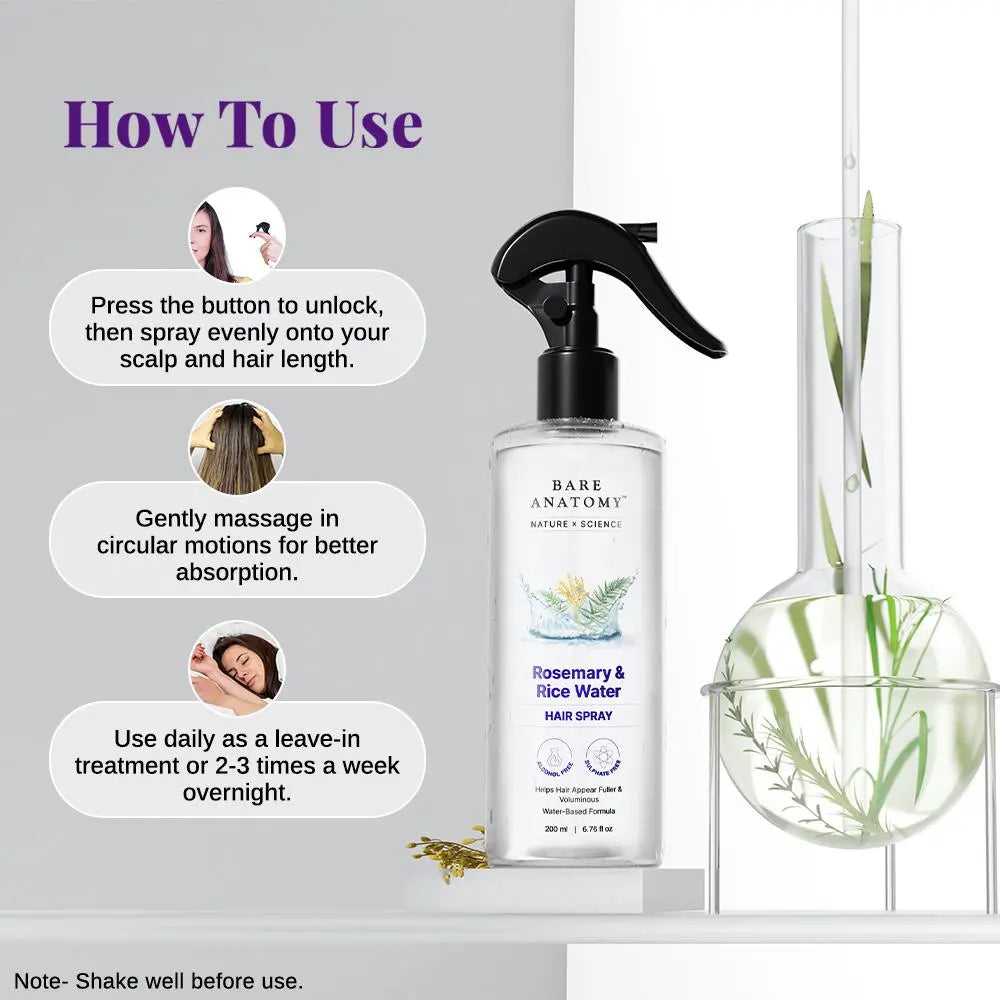 Nature X Science Rosemary Water and Rice Water |100% Natural Extract | Soft & Smooth Hair Non-Greasy & Fast Absorbing | 200 Ml