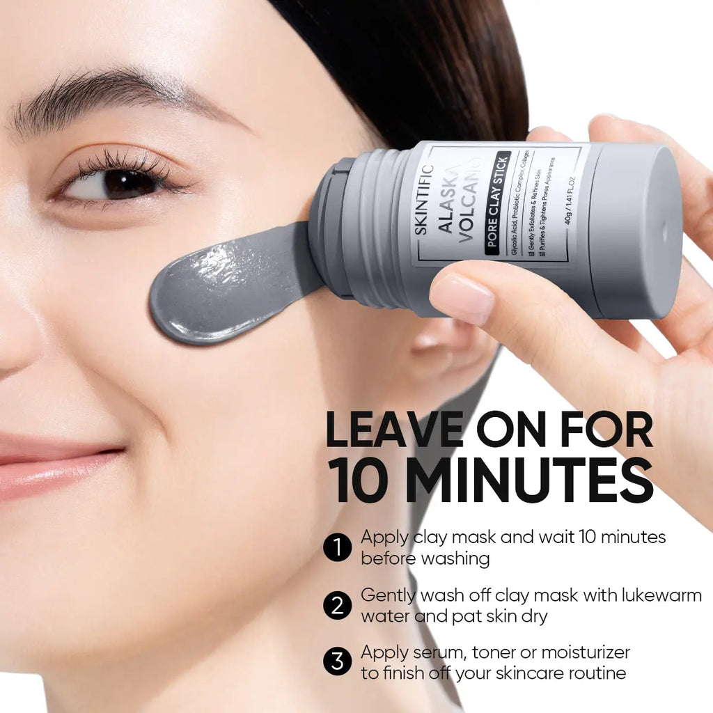 [BUY 2 save 30%]SKINTIFIC Alaska Volcano Pore Clay Stick Cleansing Blackhead Remover Face Mask Stick with Natural Clay Gentle Exfoliating Smoothing Skin Non-Drying Skincare