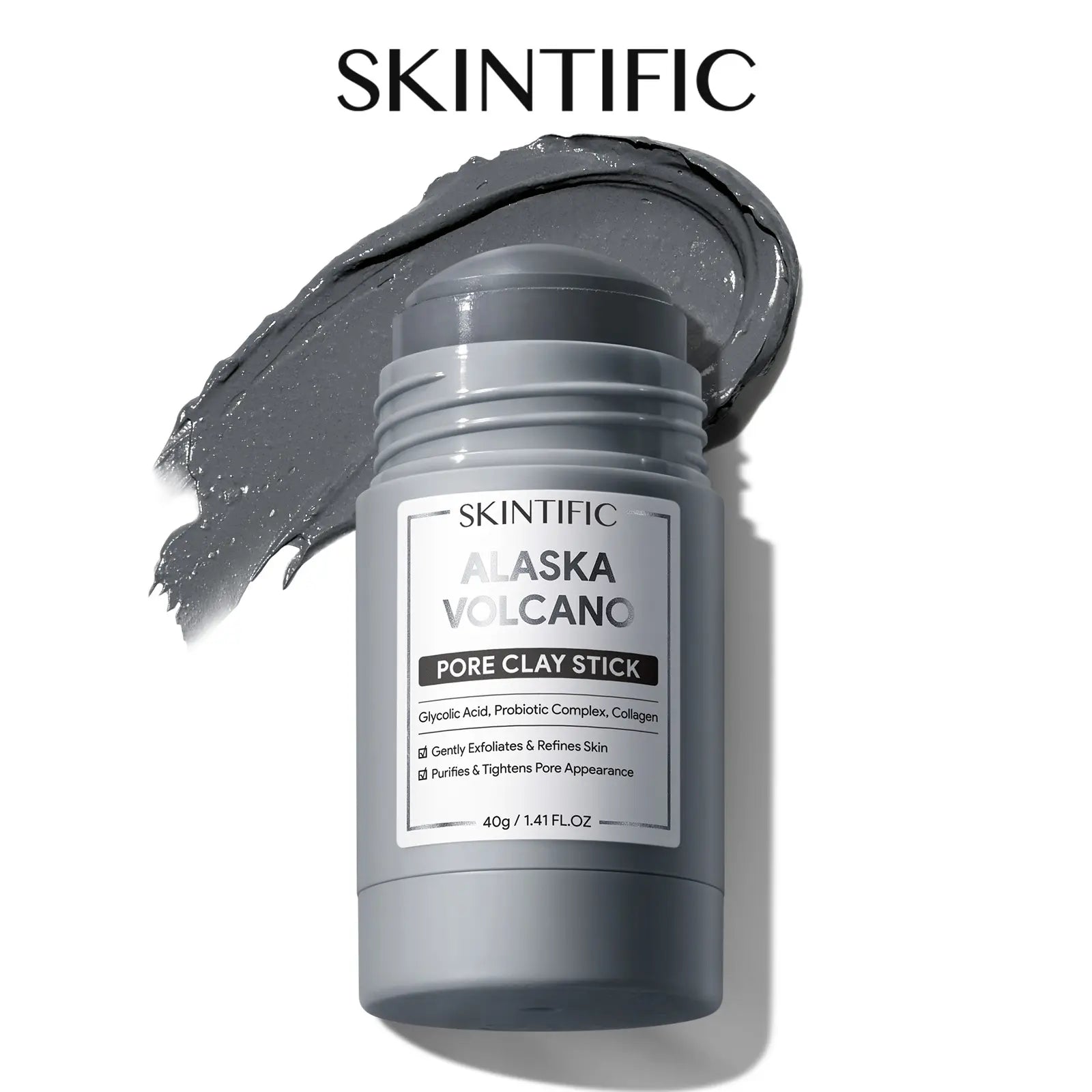 [BUY 2 save 30%]SKINTIFIC Alaska Volcano Pore Clay Stick Cleansing Blackhead Remover Face Mask Stick with Natural Clay Gentle Exfoliating Smoothing Skin Non-Drying Skincare
