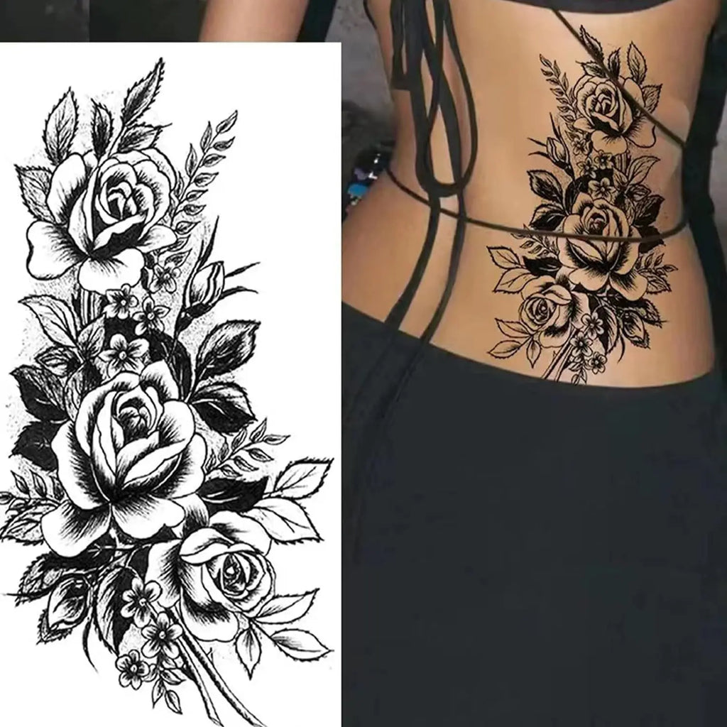 Women'S Temporary Tattoo Set, Realistic 3D Sketch Henna Tattoos, Sexy Sleeve Design, Chest Abdomen Back Tattoos, Makeup Art, Body Fake Tattoos, Ephemeral Tattoos, Temporary Tattoo Kit