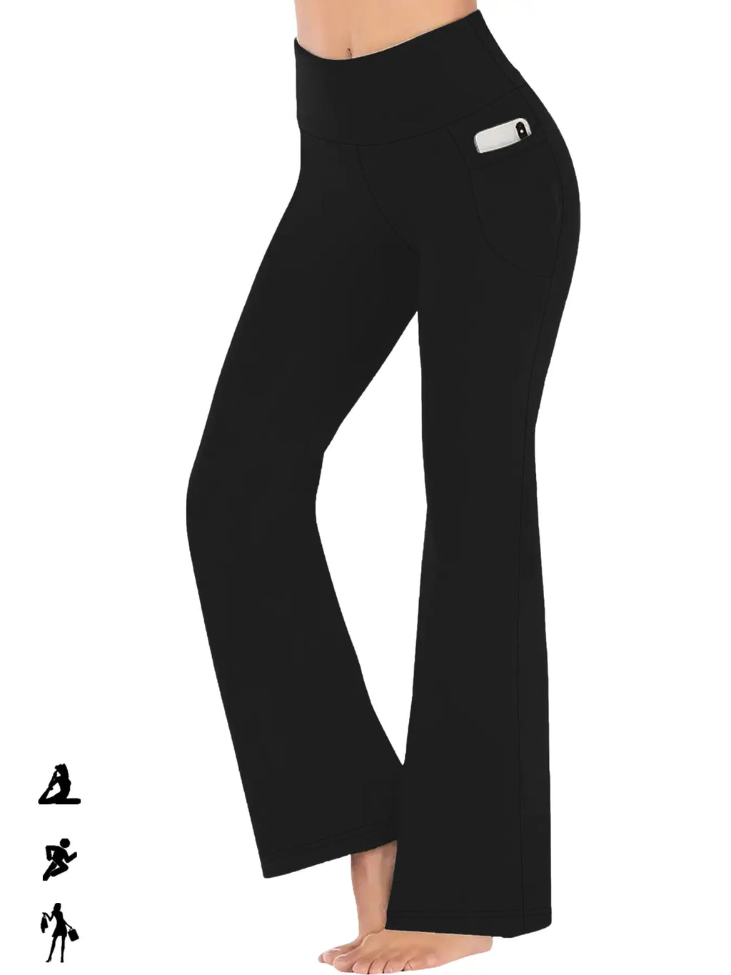 3 Pack Women'S Super Soft Flare Pants with Pockets, Stretchy High Waist Tummy Control, No See through Yoga Leggings for Working Out, Flared Yoga Bottoms, Yoga Wear