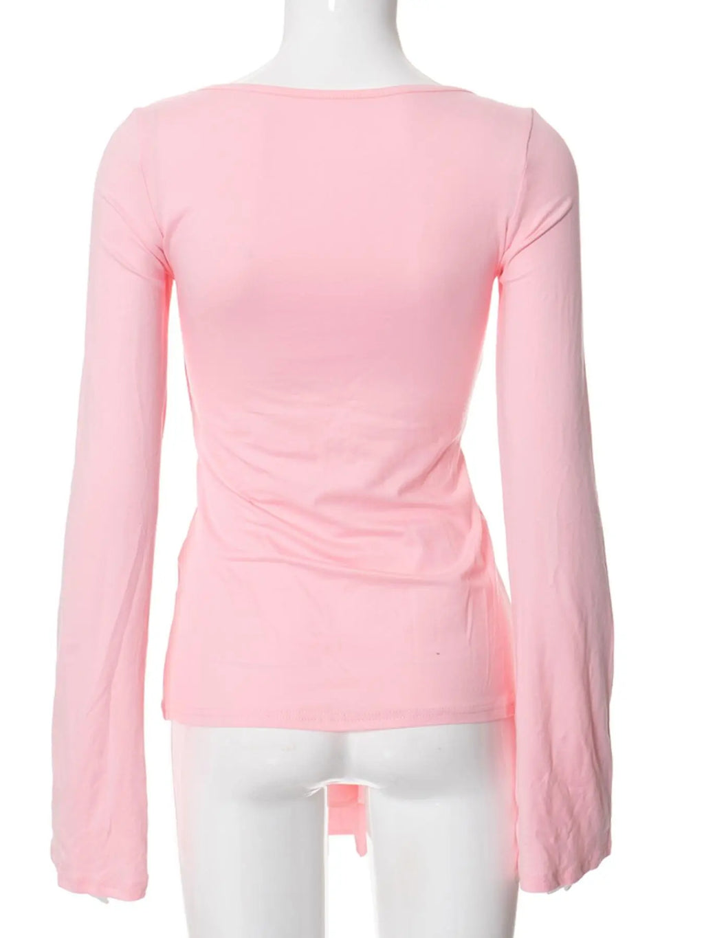 Women'S Solid Knot Front Split Hem Tee, Casual Chic Basic Feminine Long Sleeve Sweetheart Neck T-Shirt for Fall, Women'S Clothing for Daily Wear Top
