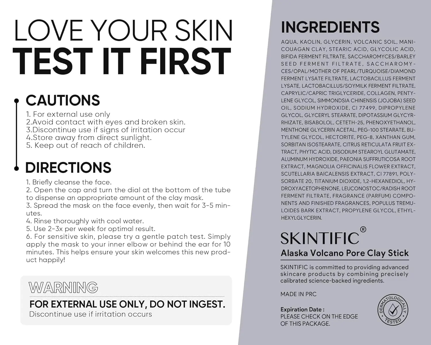[BUY 2 save 30%]SKINTIFIC Alaska Volcano Pore Clay Stick Cleansing Blackhead Remover Face Mask Stick with Natural Clay Gentle Exfoliating Smoothing Skin Non-Drying Skincare