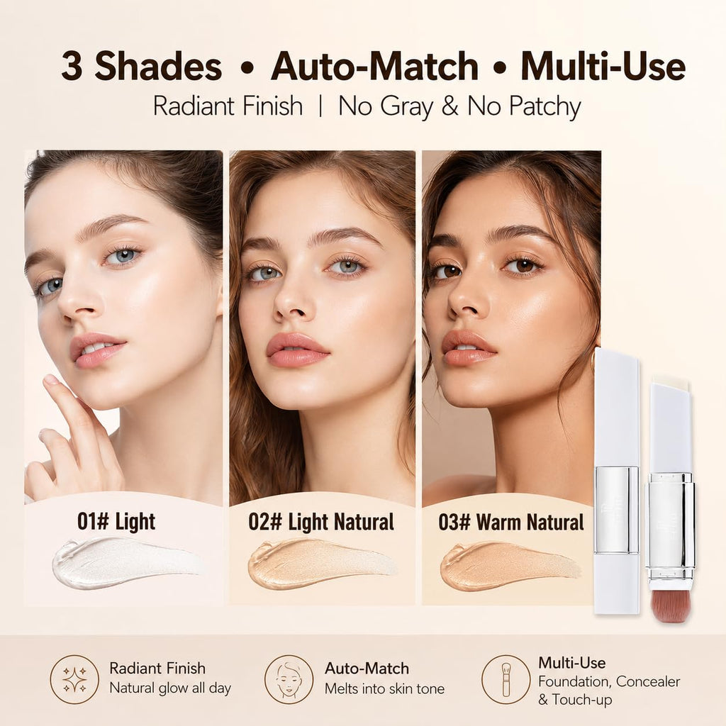 2 In1 Color Changing Korean Foundation Stick with Brush Makeup 02#