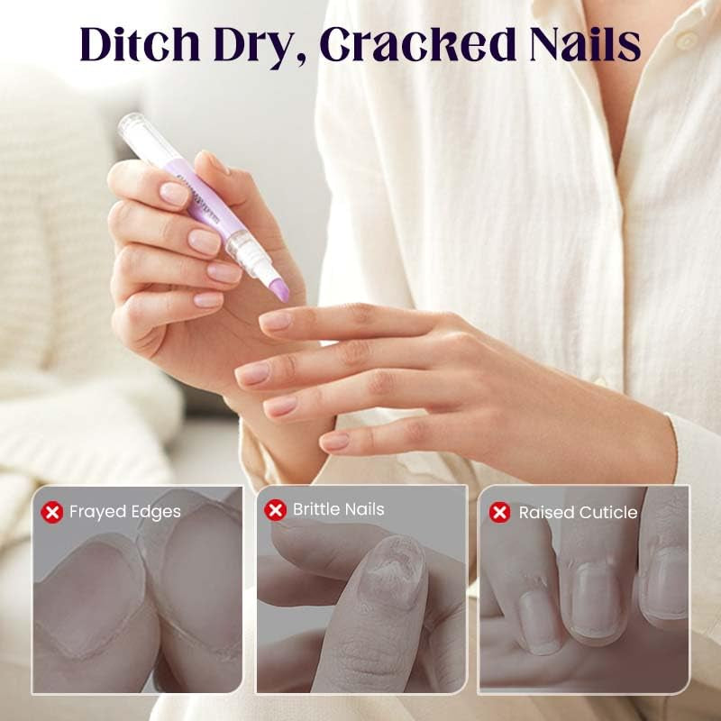 2-In-1 Cuticle Pusher & Oil Pen, 2026 New Cuticle Oil Pusher Pen, Portable Nail Care Pen Instant Cuticle Remover Tools for Dry Nails Hangnails Moisturizes Brightens (1 PCS)