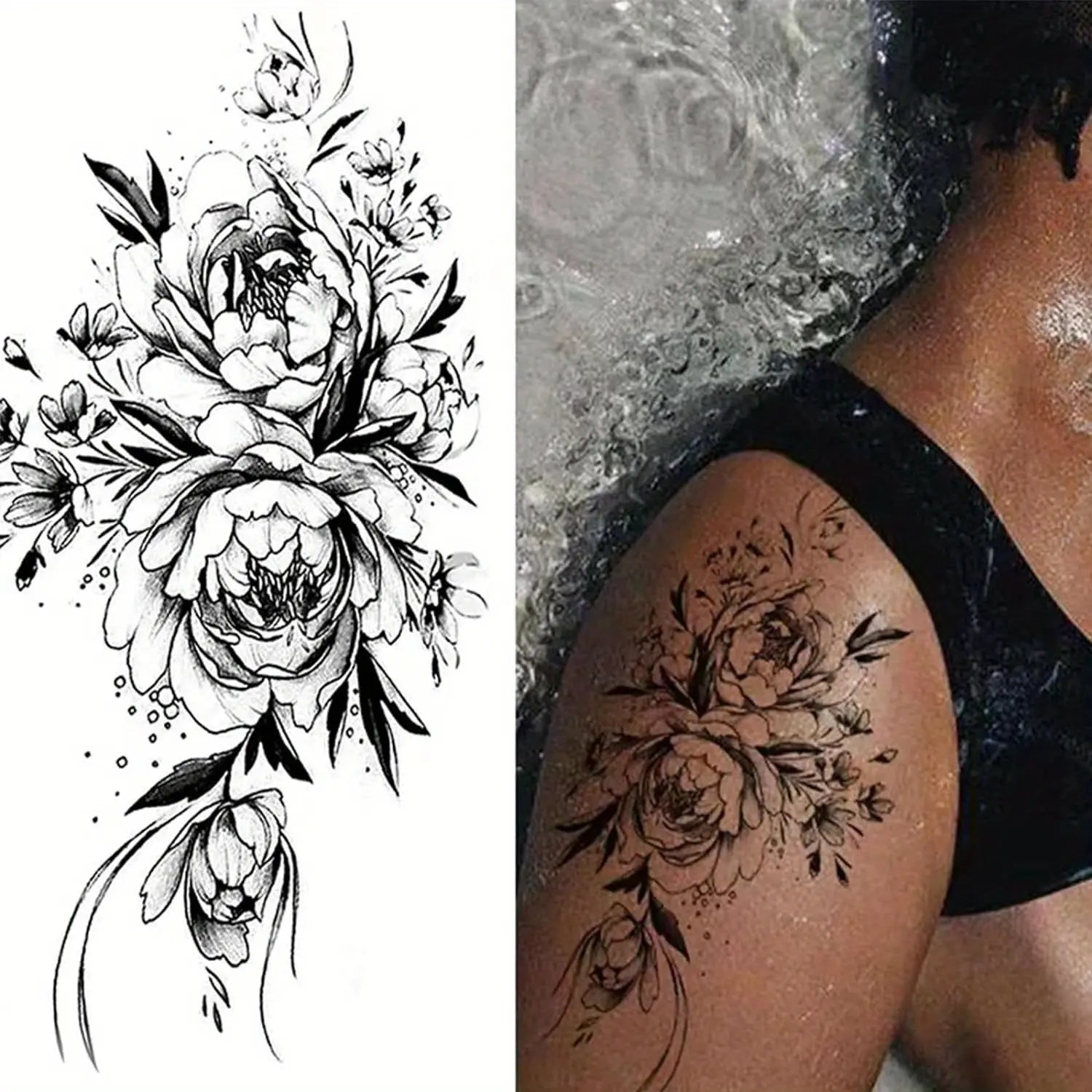 Women'S Temporary Tattoo Set, Realistic 3D Sketch Henna Tattoos, Sexy Sleeve Design, Chest Abdomen Back Tattoos, Makeup Art, Body Fake Tattoos, Ephemeral Tattoos, Temporary Tattoo Kit