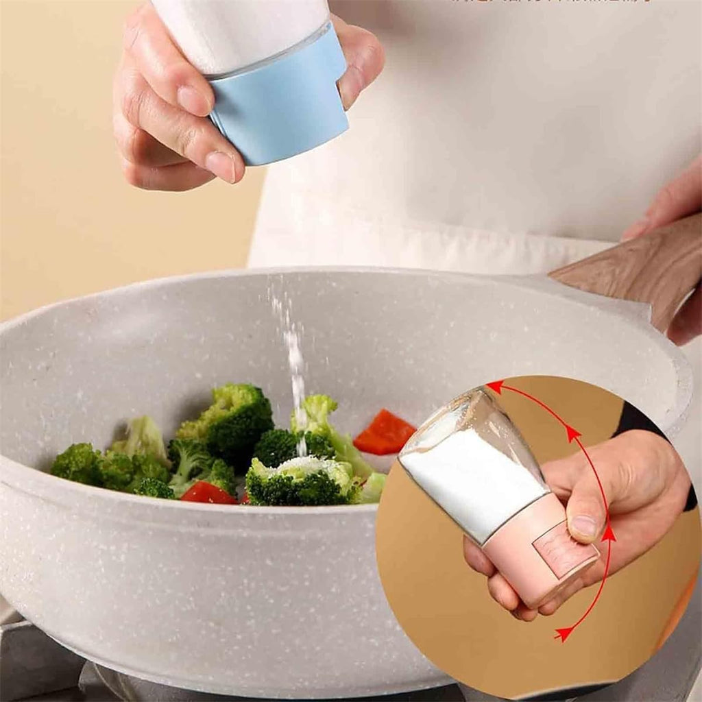 4 PCS Salt and Pepper Shakers Precise Quantitative Push Type, 0.5 Grams Dispenser, Quantitative Salt Control Bottle, Spice Jars Seasoning Shaker Containers for Kitchen Cooking Camping