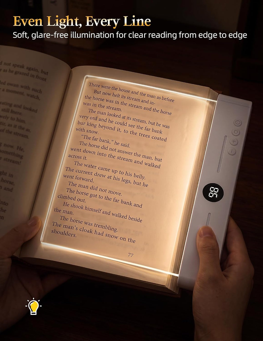 Book Page Light for Reading at Night, Flat Book Light for Bed, White