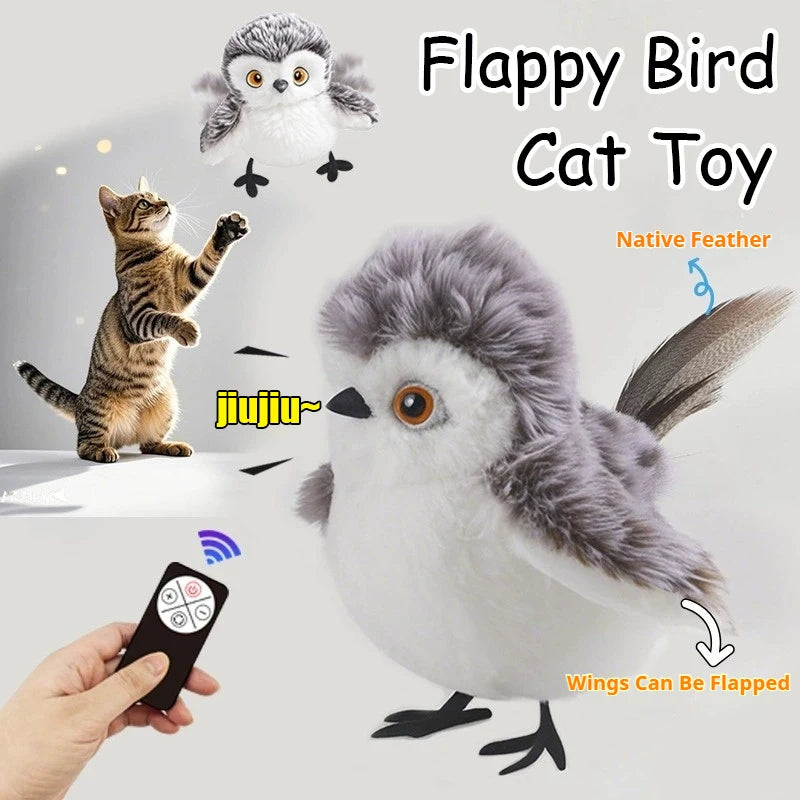 Flappy Bird Interactive Cat Toy Remote Control USB Rechargeable Pet Cat Plush Toy Flapping Bird Toy Stimulate Hunting Instincts