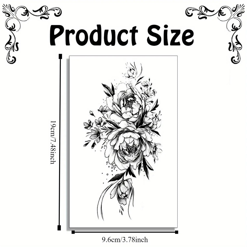 Women'S Temporary Tattoo Set, Realistic 3D Sketch Henna Tattoos, Sexy Sleeve Design, Chest Abdomen Back Tattoos, Makeup Art, Body Fake Tattoos, Ephemeral Tattoos, Temporary Tattoo Kit