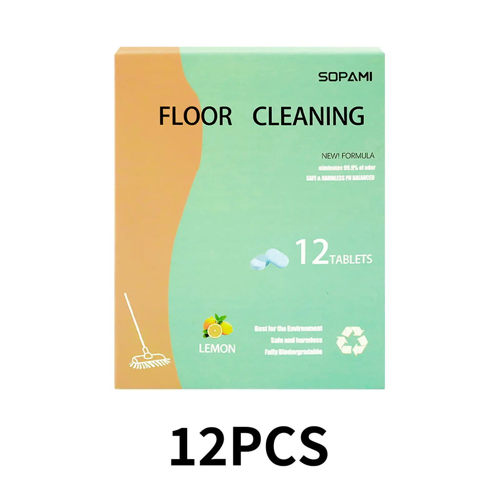 SOPAMI 12/24Pcs-Pack Floor Cleaning Tablets Available in Lemon or Mint Scent Eco-Safe Materials Remove Grime and Odors Effectively Dries Quickly with No Residue for All Household Floor Cleaning