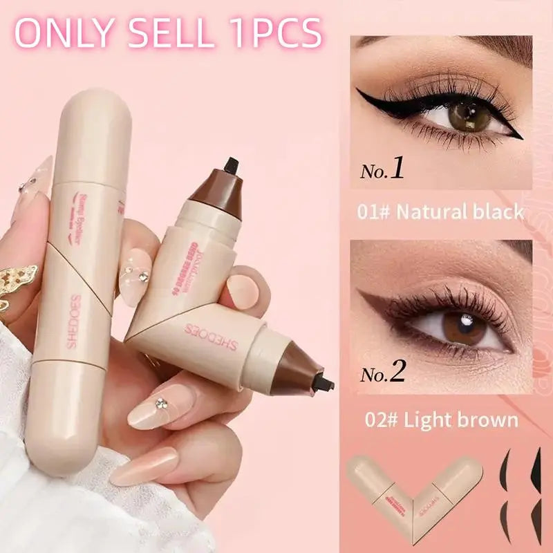 Rotating Eyeliner Stamp Pen – Dual-Head Design with Wing Stamp, Quick-Dry, Long-Lasting, Smudge-Proof for Easy Cat Eye, Sharp Winged Lines and All-Day Makeup Wear, Enhance Eye Makeup, Liquid Eyeliner, Eye Makeup Products