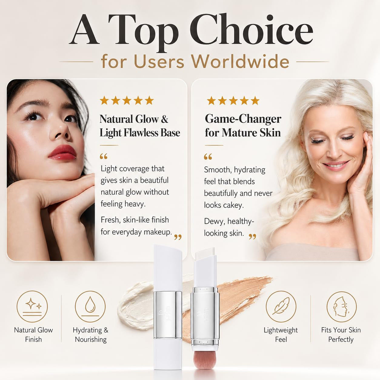 2 In1 Color Changing Korean Foundation Stick with Brush Makeup 02#