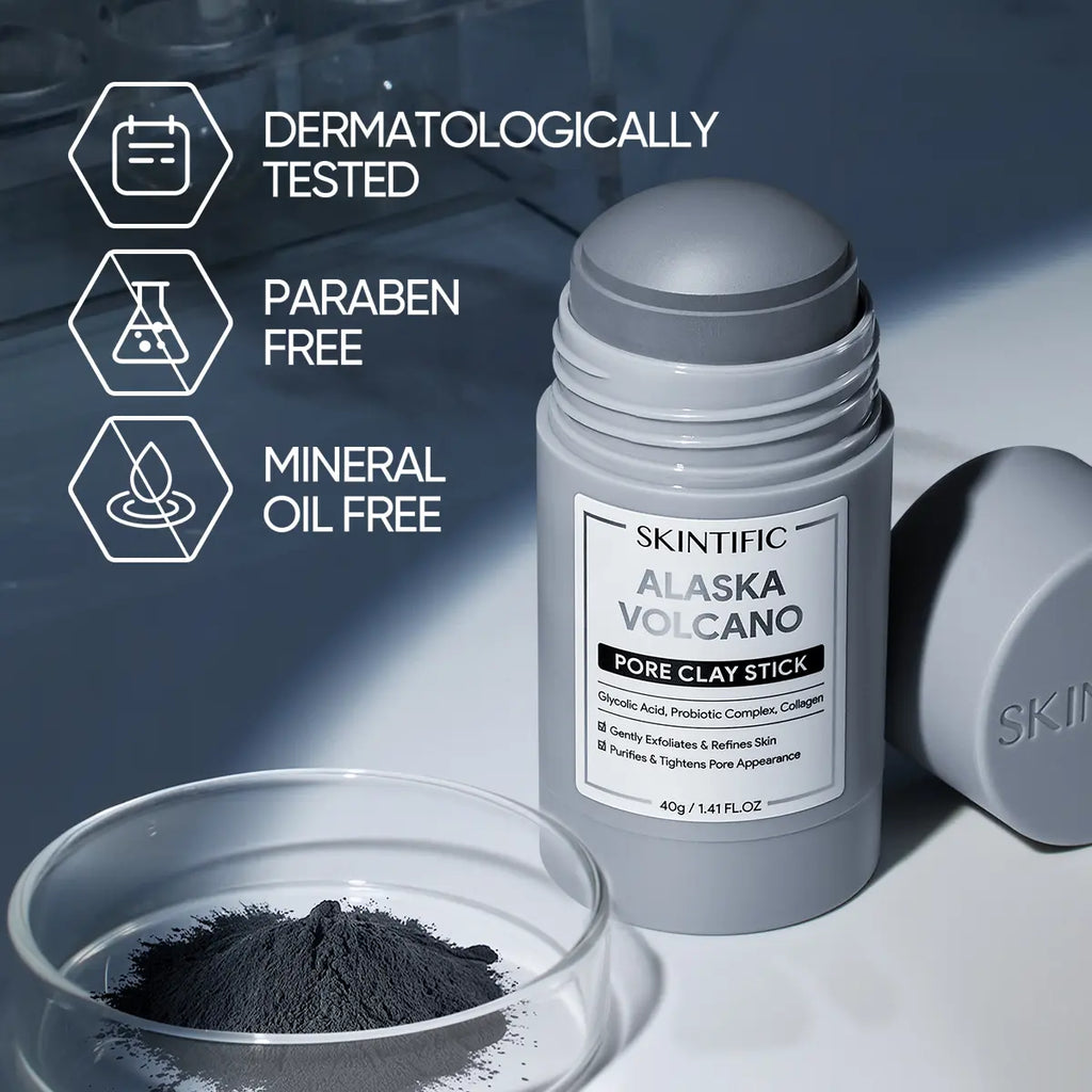 [BUY 2 save 30%]SKINTIFIC Alaska Volcano Pore Clay Stick Cleansing Blackhead Remover Face Mask Stick with Natural Clay Gentle Exfoliating Smoothing Skin Non-Drying Skincare
