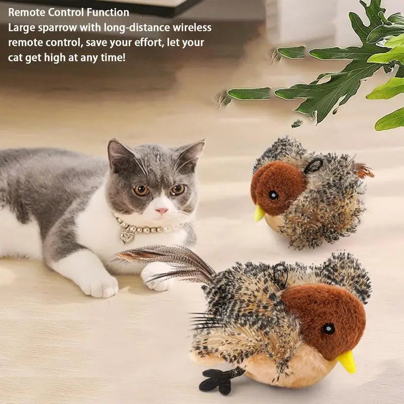 Flappy Bird Interactive Cat Toy Remote Control USB Rechargeable Pet Cat Plush Toy Flapping Bird Toy Stimulate Hunting Instincts