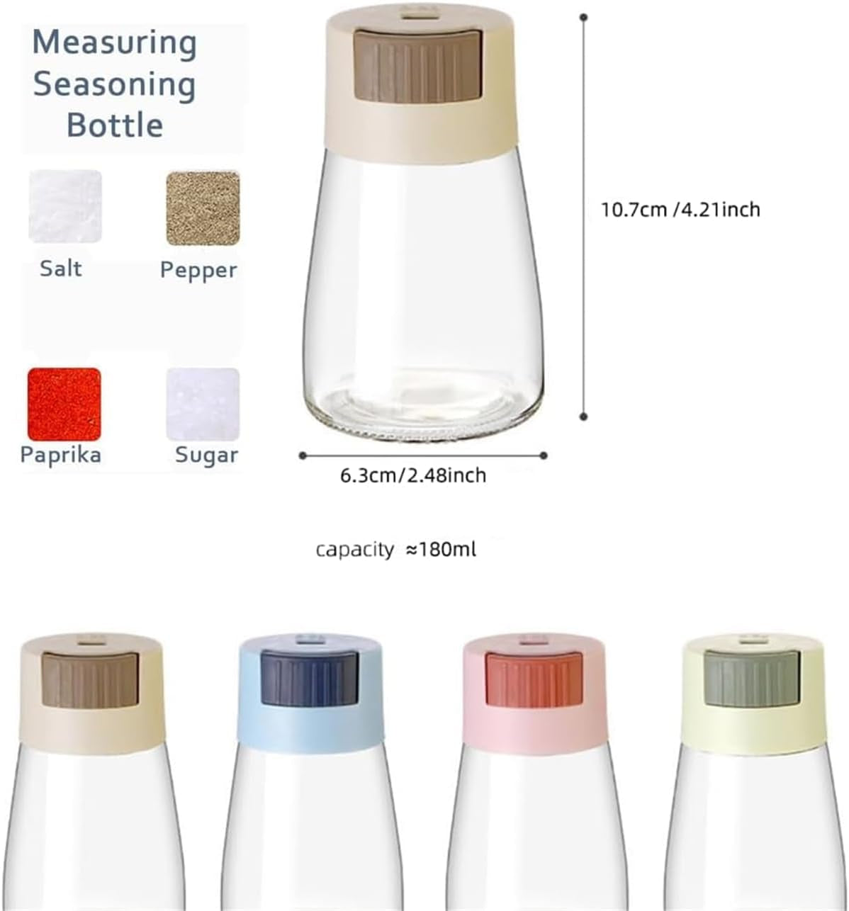 4 PCS Salt and Pepper Shakers Precise Quantitative Push Type, 0.5 Grams Dispenser, Quantitative Salt Control Bottle, Spice Jars Seasoning Shaker Containers for Kitchen Cooking Camping