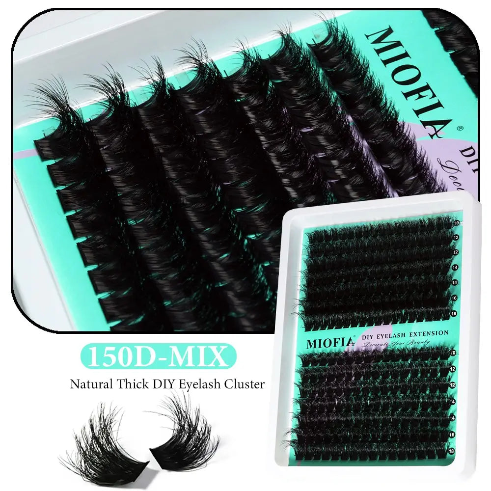 DIY Eyelash Extension Kit, Eyelashes Extension Set, 150D Single Root Lashes, Includes Lash Glue, Bond & Sealer, Remover, Tweezers & Mascara Brush, Reusable, Perfect for Beginners