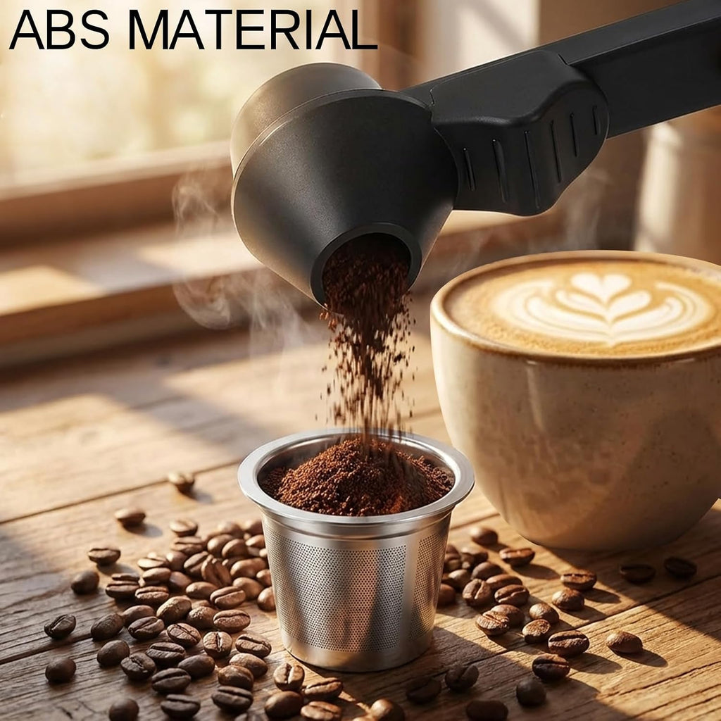 2 Pieces Coffee Scoop Funnel with Sliding Design - Mess-Free Measuring for Ground Coffee, Protein Powder, Milk Powder - Reusable K Cup Refillable - Portable for Home, Coffee Bar, Kitchen