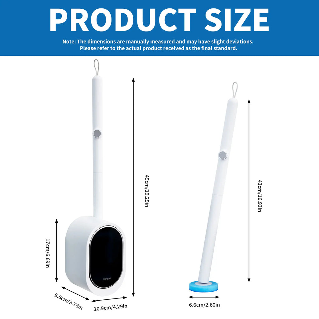 SOPAMI Disposable Toilet Scrubber Brush Kit - 32/16 Refill Heads & Holder, Rotating No-Touch Scrubber, Toilet Cleaning System for Under-Rim & Corners, Bathroom Accessories Cleaning Supplies for Home, Auto Cleaning Toilet Brush & Plungers