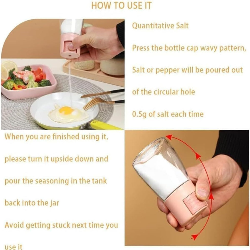4 PCS Salt and Pepper Shakers Precise Quantitative Push Type, 0.5 Grams Dispenser, Quantitative Salt Control Bottle, Spice Jars Seasoning Shaker Containers for Kitchen Cooking Camping