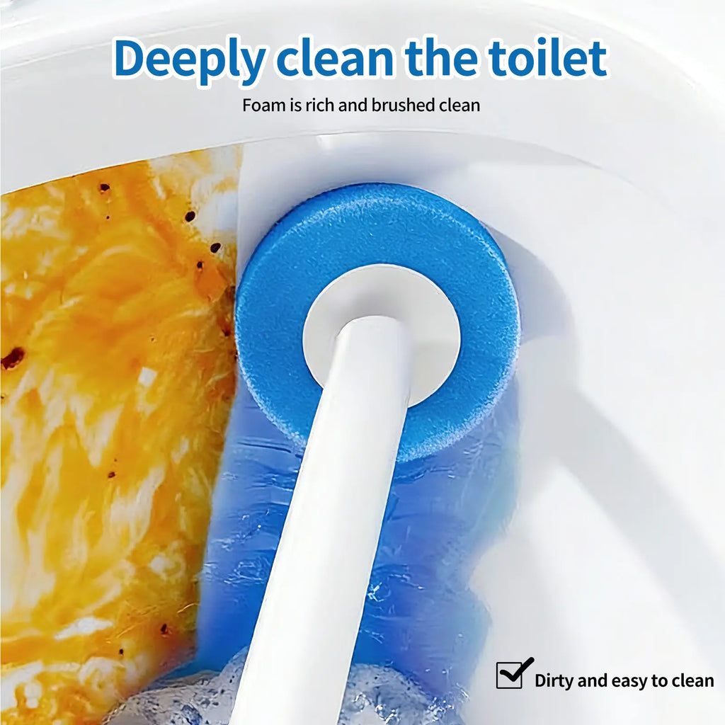 SOPAMI Disposable Toilet Scrubber Brush Kit - 32/16 Refill Heads & Holder, Rotating No-Touch Scrubber, Toilet Cleaning System for Under-Rim & Corners, Bathroom Accessories Cleaning Supplies for Home, Auto Cleaning Toilet Brush & Plungers