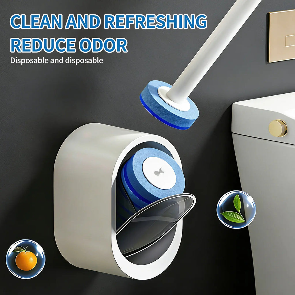 SOPAMI Disposable Toilet Scrubber Brush Kit - 32/16 Refill Heads & Holder, Rotating No-Touch Scrubber, Toilet Cleaning System for Under-Rim & Corners, Bathroom Accessories Cleaning Supplies for Home, Auto Cleaning Toilet Brush & Plungers